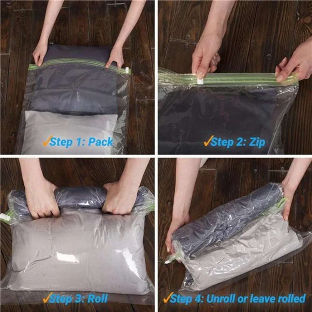 12 Space Saver Storage Bags for Clothes for Travel - Compression,no Vacuum Sacks